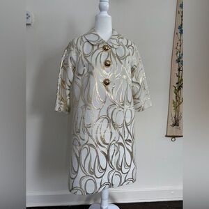 Milly White Jacket with Metallic Gold Swirl Print